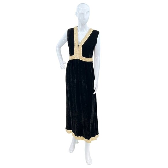 Vintage Dresses & Skirts - Vintage Sam Sherkin Velvet Maxi Dress S/M